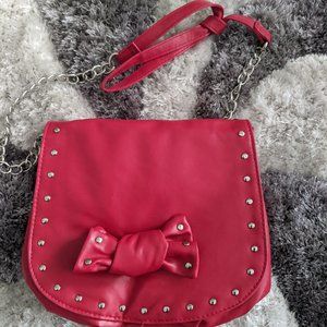 Red Punk Purse With Studs And Bow